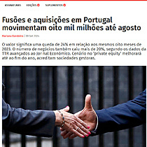 Fuses e aquisies em Portugal movimentam oito mil milhes at agosto